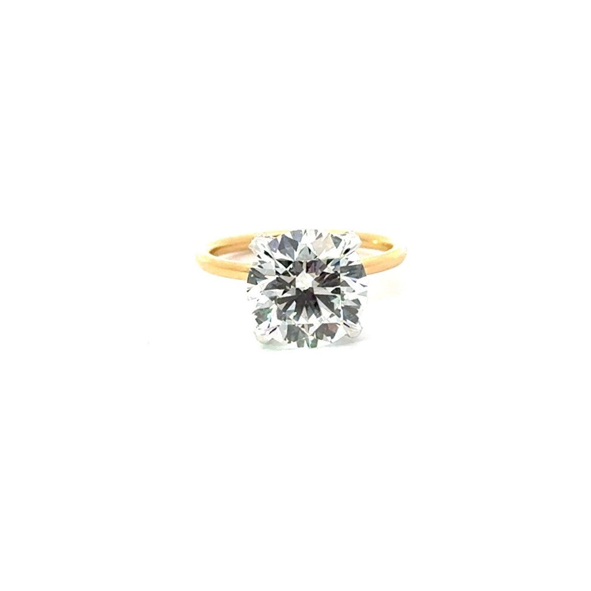 Round Cut Lab Diamond - Diamond Encrusted Prongs & 1.50MM Tube Shank- Available in 1.00ct - 7.00ct - Lab Engagement Ring