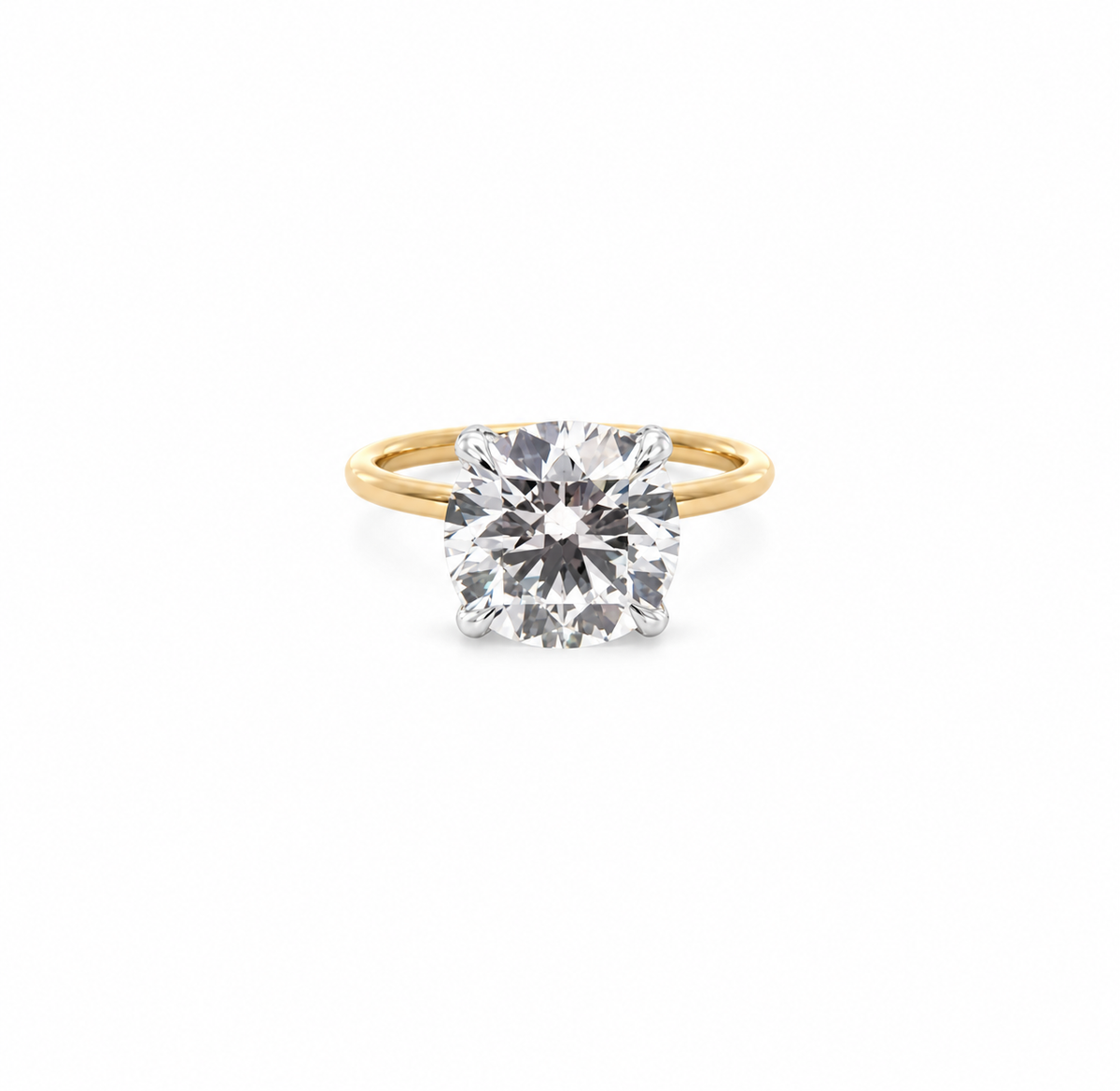 Round Cut Lab Diamond - Diamond Encrusted Prongs & 1.50MM Tube Shank- Available in 1.00ct - 7.00ct - Lab Engagement Ring