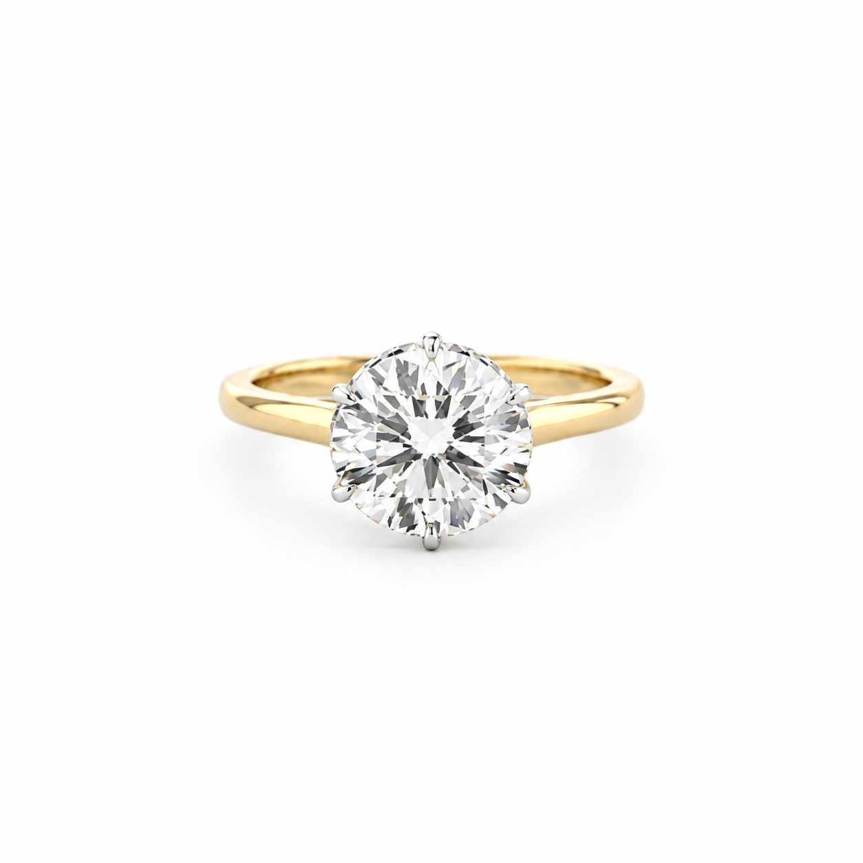 Round lab diamond engagement ring, 1.80mm tube shank, cathedral, reverse halo – view 1 of 3