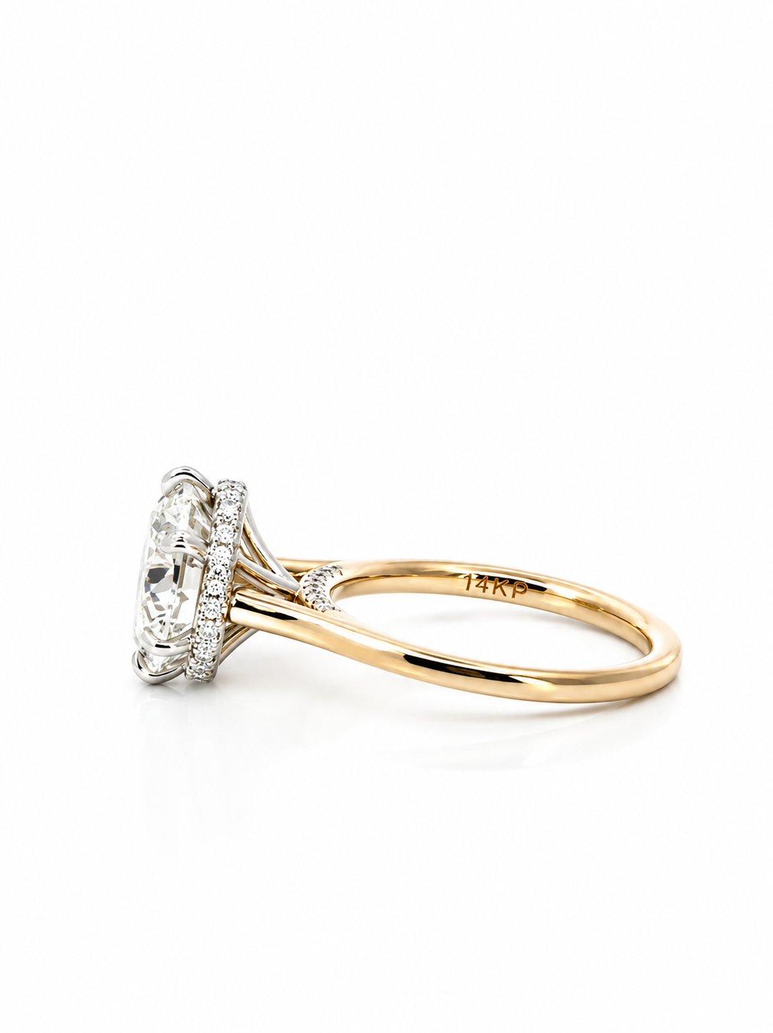 Round Cut Lab Diamond Engagement Ring | 1.80MM Tube Shank | Cathedral | Reverse Halo - Lab Engagement Ring