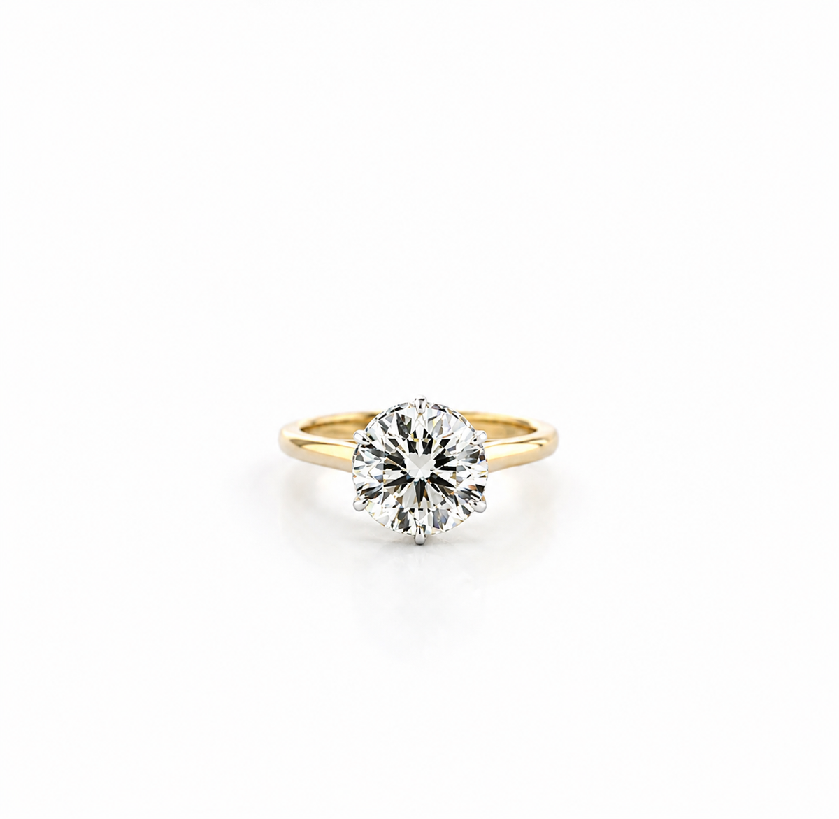Round Cut Lab Diamond Engagement Ring | 1.80MM Tube Shank | Cathedral | Reverse Halo - Lab Engagement Ring
