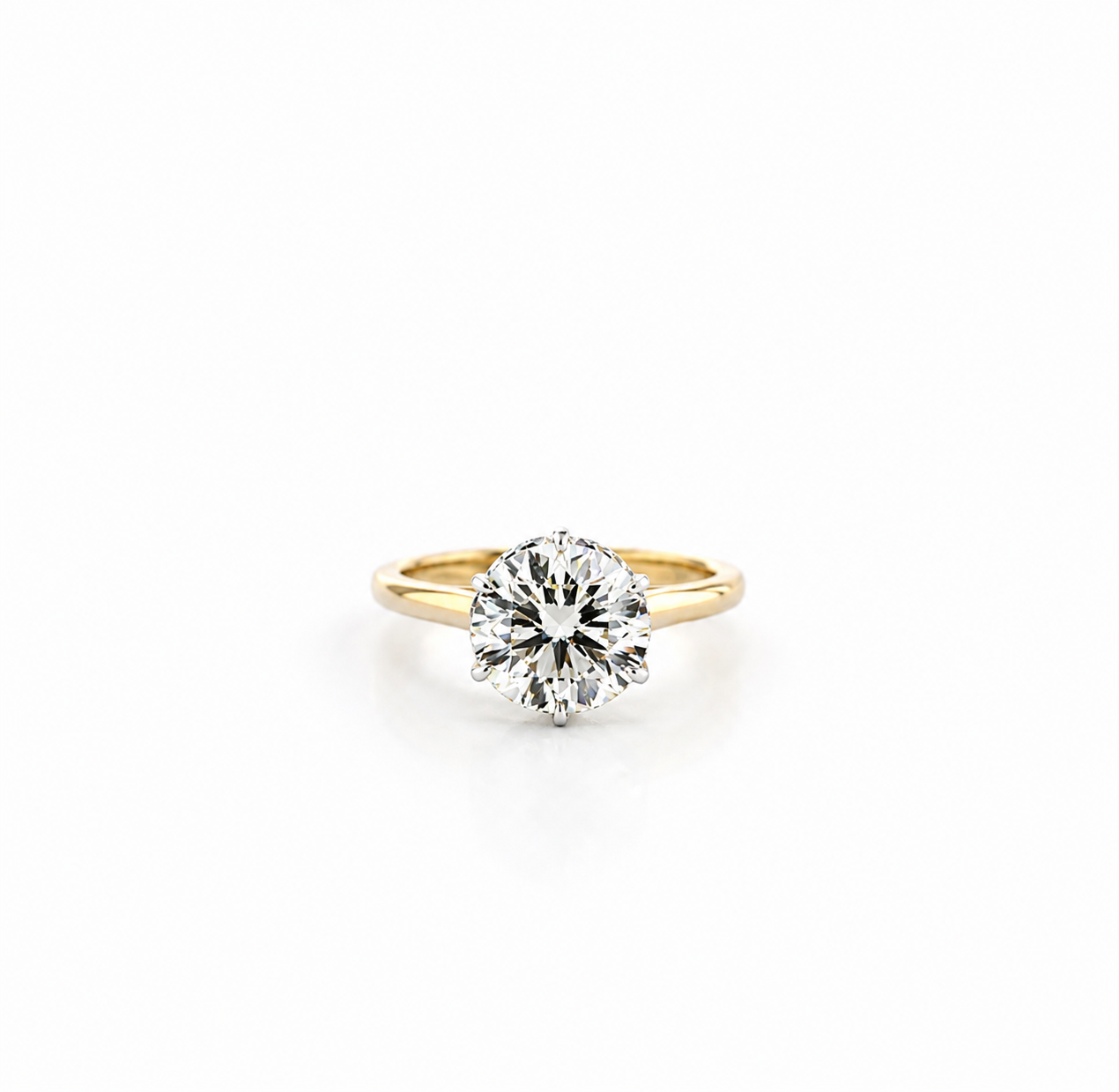 Round Cut Lab Diamond Engagement Ring | 1.80MM Tube Shank | Cathedral | Reverse Halo - Lab Engagement Ring