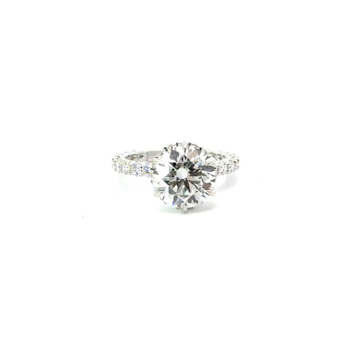 Round Cut Lab Diamond- Illusion Shank and Reverse Halo- Available in 1.00ct - 7.00ct - Lab Engagement Ring