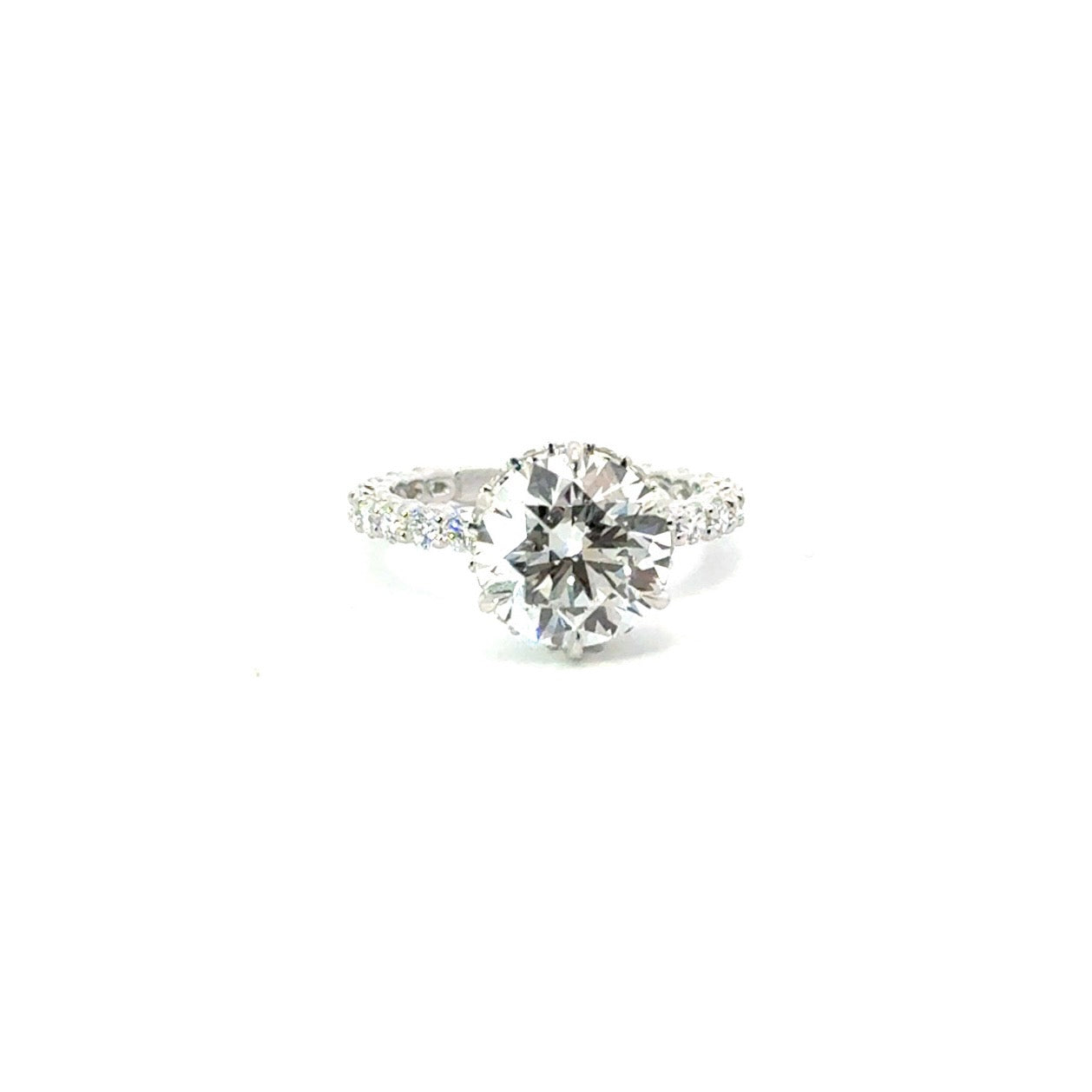 Round Cut Lab Diamond- Illusion Shank and Reverse Halo- Available in 1.00ct - 7.00ct - Lab Engagement Ring