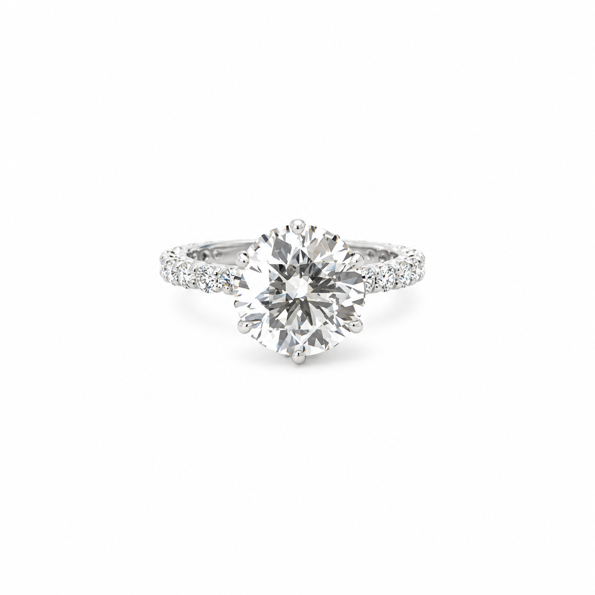 Round Cut Lab Diamond- Illusion Shank and Reverse Halo- Available in 1.00ct - 7.00ct - Lab Engagement Ring