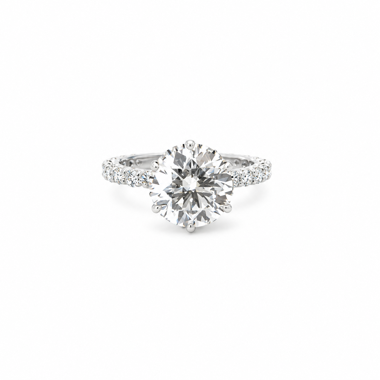 Round lab diamond engagement ring, illusion shank and reverse halo – view 1 of 3