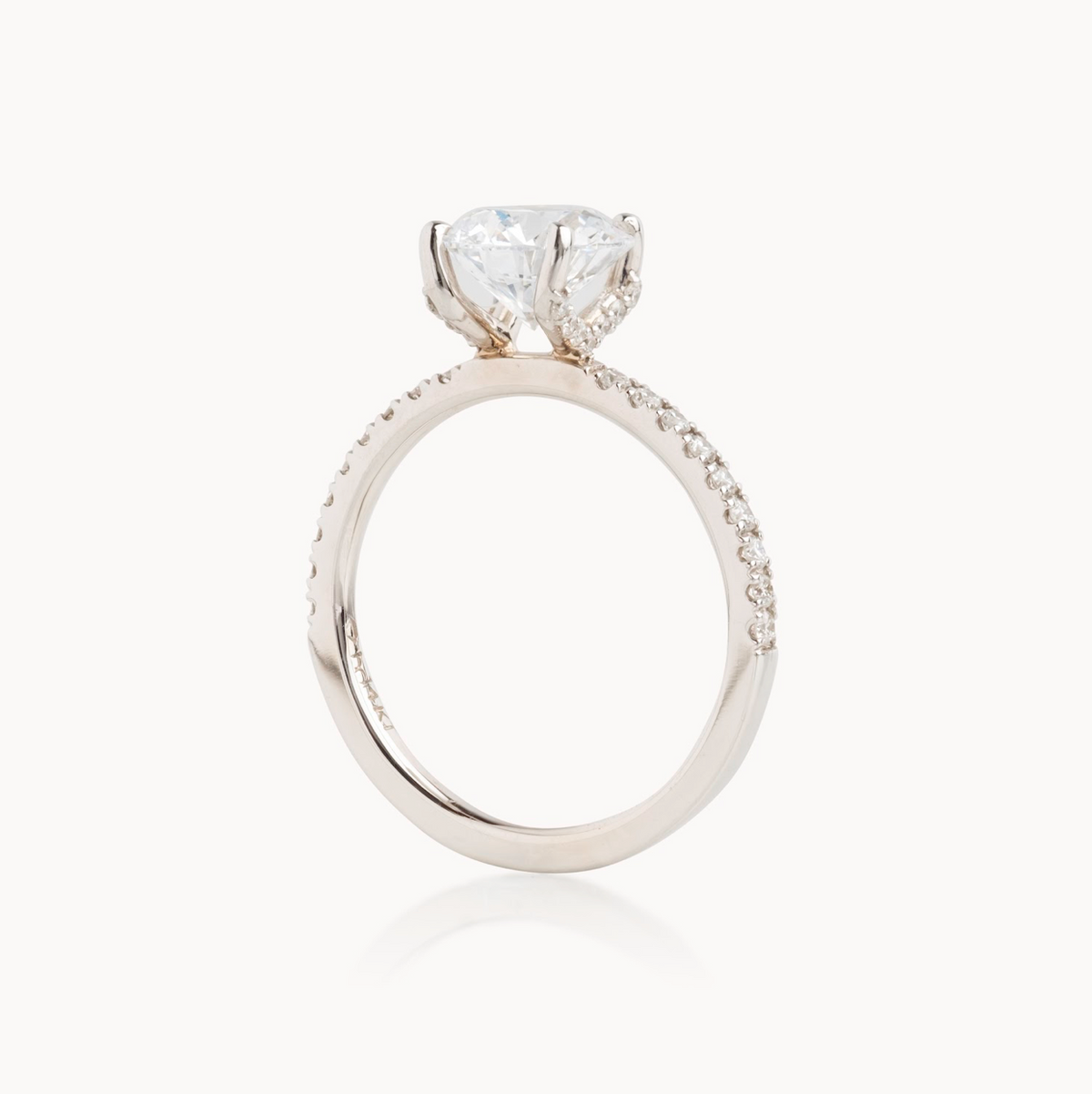 Round Cut Lab Diamond - Italian Pave Design with Diamond on Prongs- Available in 1.00ct - 7.00ct - Hidden Halo Reverse
