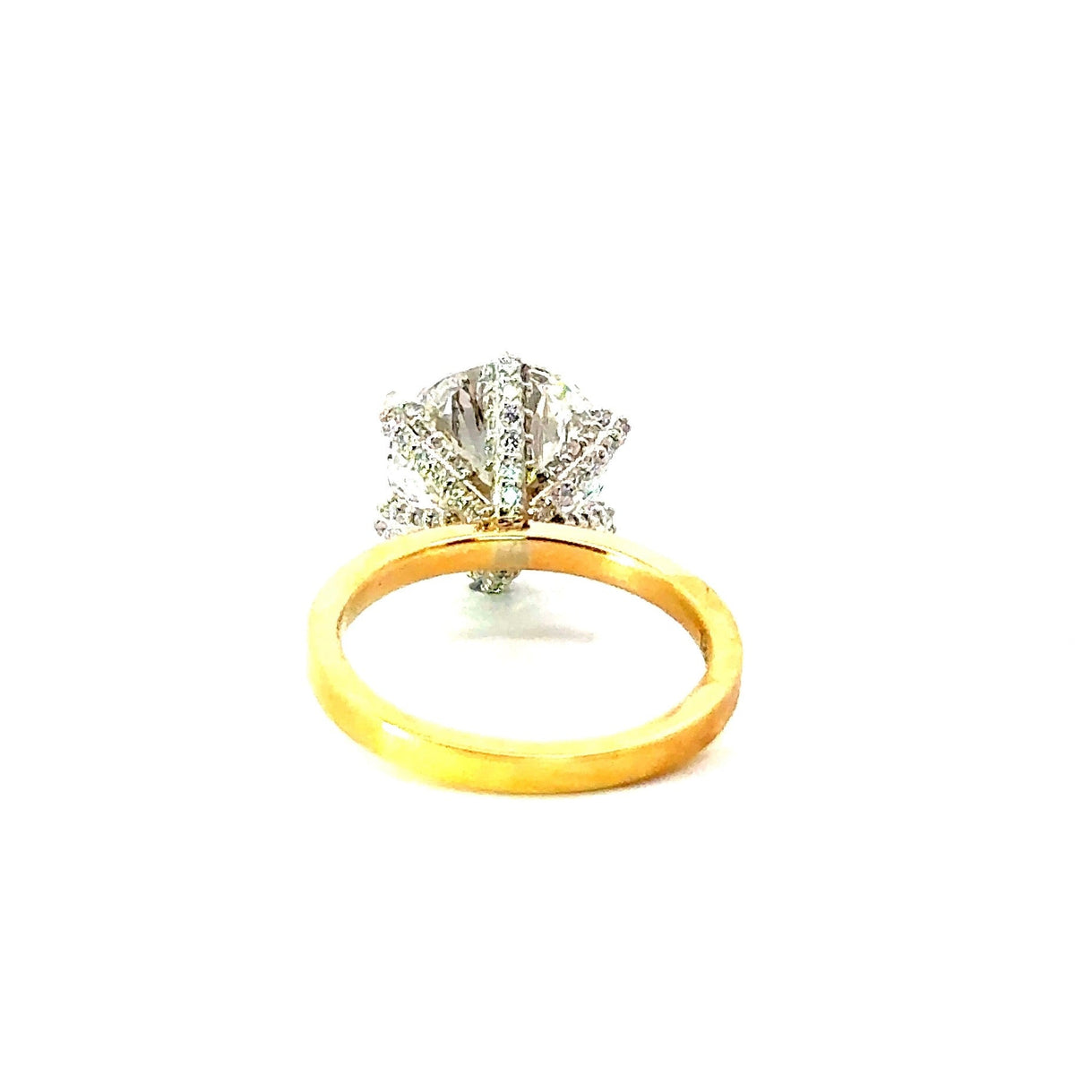 Round natural diamond engagement ring, 2mm cigar band with diamond encrusted prongs – view 4 of 4
