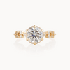 Round natural diamond engagement ring, cluster design with reverse halo – view 2 of 6