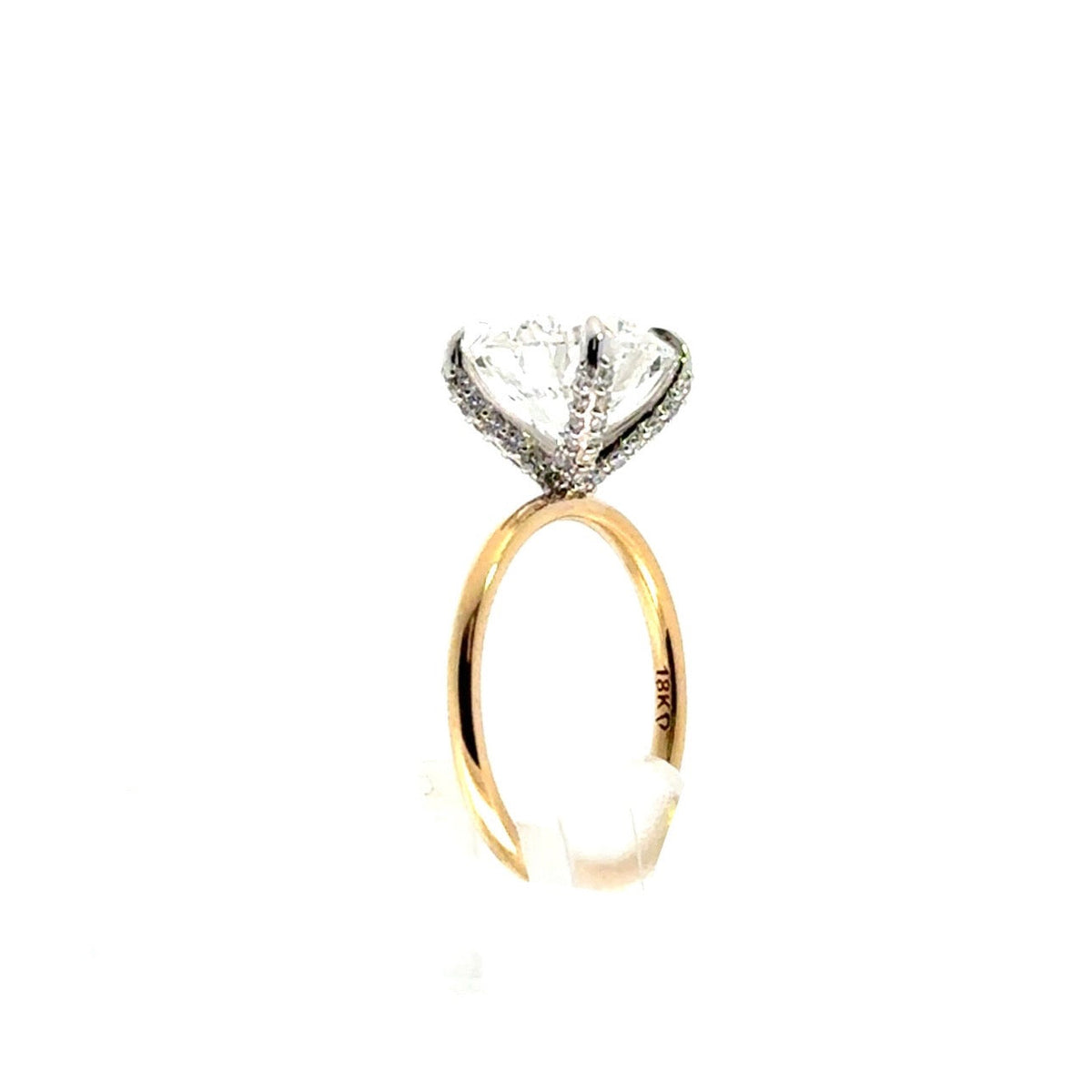 Round natural diamond engagement ring, diamond encrusted prongs & 1.50mm tube shank – view 3 of 3