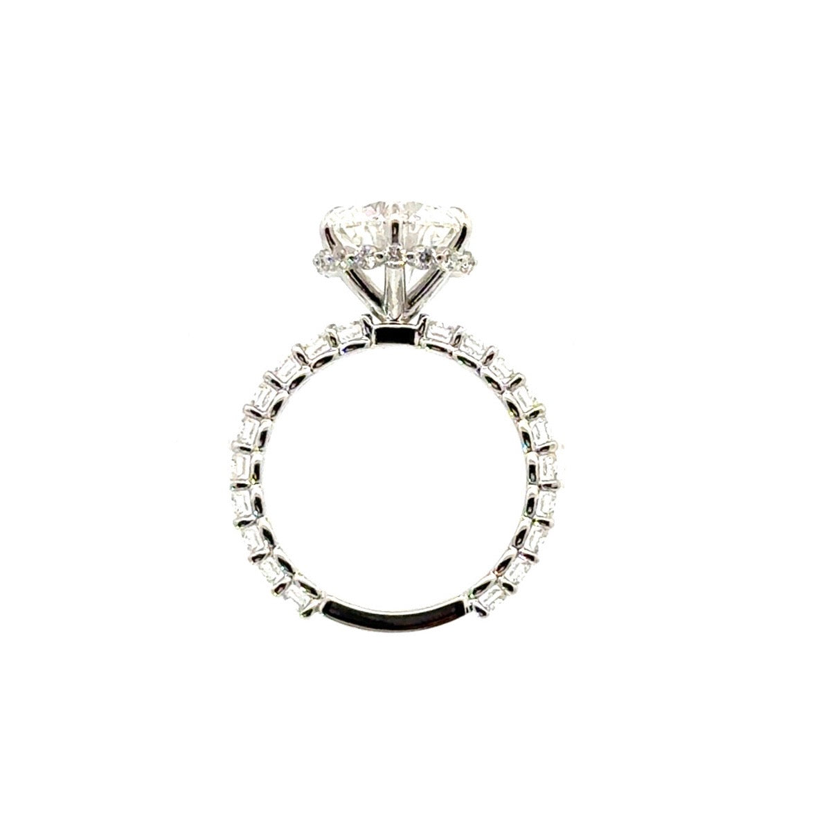 Round natural diamond engagement ring, illusion shank and reverse halo – view 2 of 3