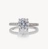 Round natural diamond engagement ring, italian pave design with diamond on prongs – view 2 of 4