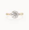 Round natural diamond engagement ring, reverse halo with spaced out shared bead shank – view 3 of 6