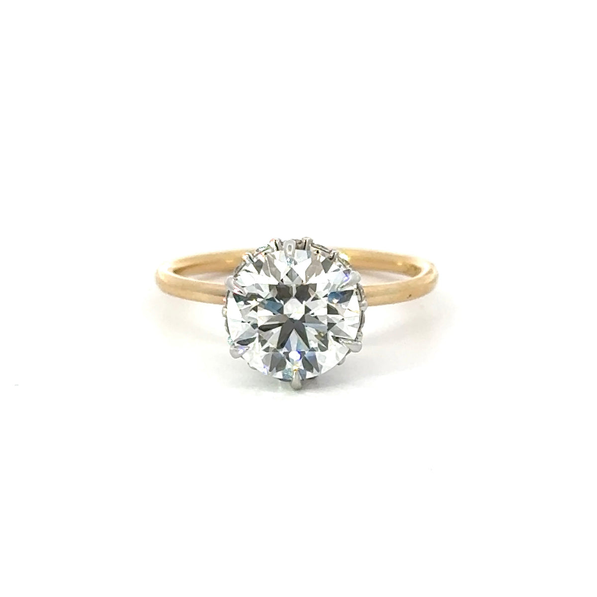 Round natural diamond engagement ring, shared bead reverse halo & 1.50mm tube shank – view 1 of 5
