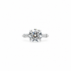 Round natural diamond engagement ring, tapered baguette design – view 1 of 3