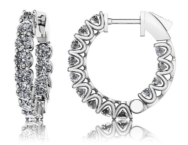 Round diamond hoop earrings in 14KT gold, 1.12–3.52ct TW – view 2 of 3