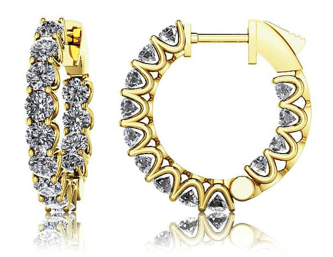 Round diamond hoop earrings in 14KT gold, 1.12–3.52ct TW – view 3 of 3