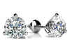 Round diamond stud earrings, 3-prong setting, 18k white gold – side view