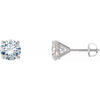 Round diamond stud earring, 4-prong martini setting, 18k white gold – front and side view