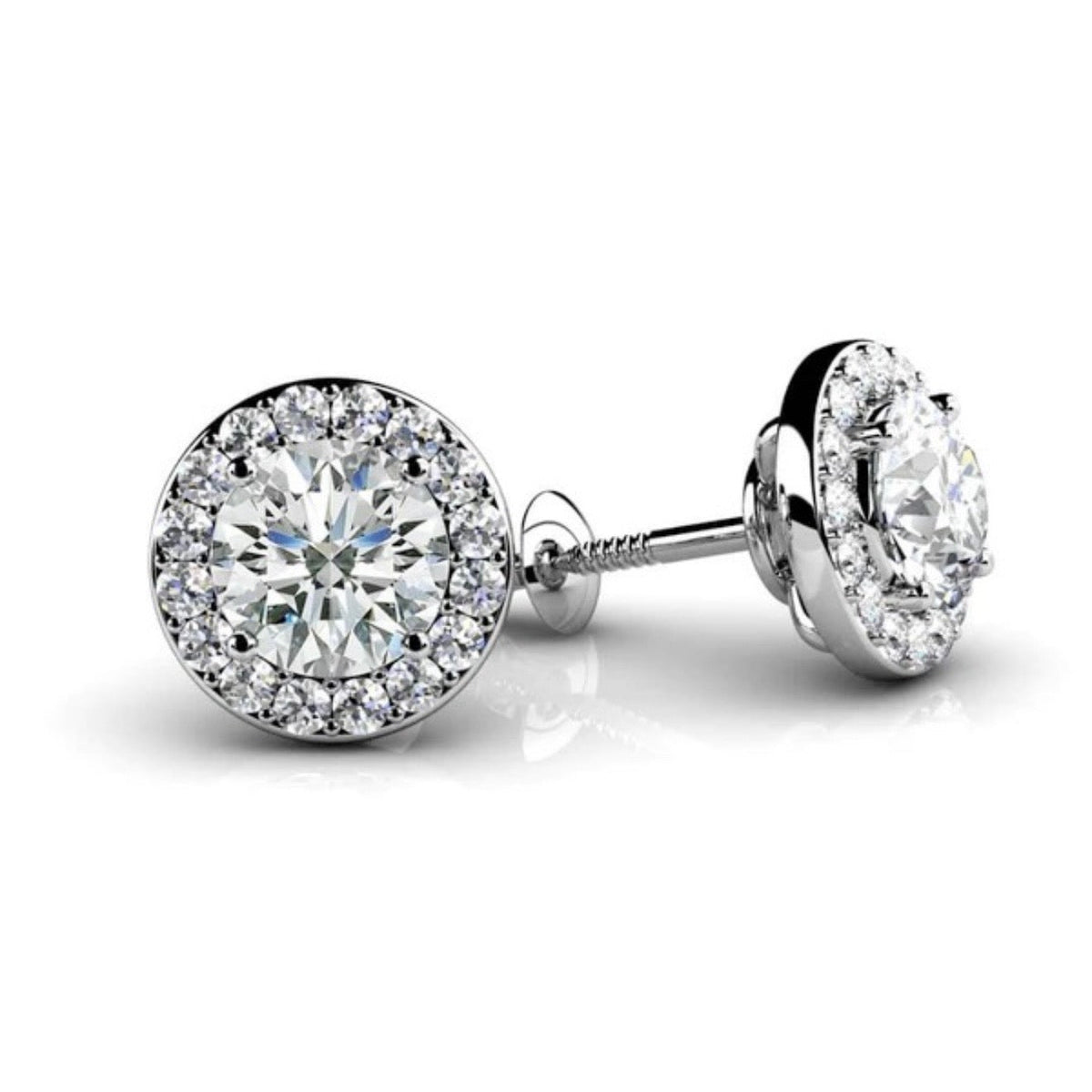 Circle Designer Diamond Stud Earrings- Choice of Lab or Natural Diamonds -.66ct TW to 1.58ct TW - Lab or Natural