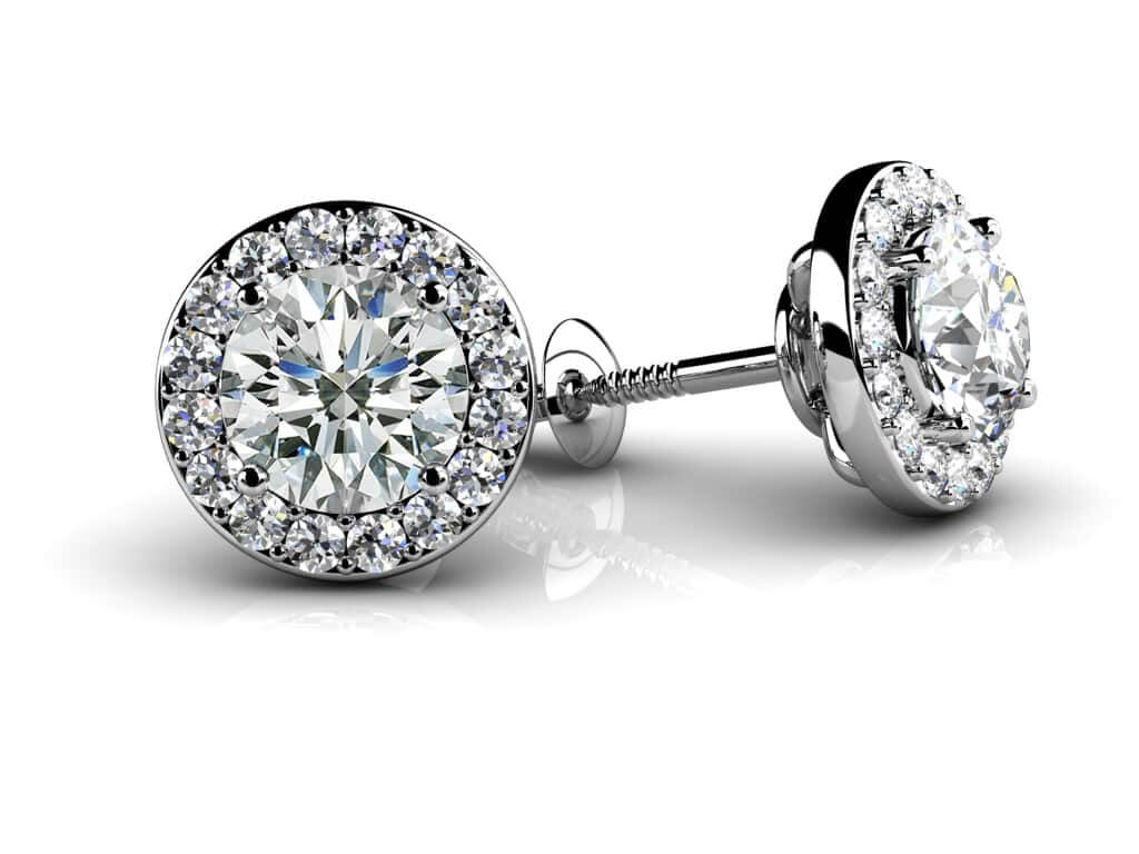 Circle Designer Diamond Stud Earrings- Choice of Lab or Natural Diamonds -.66ct TW to 1.58ct TW - Lab or Natural