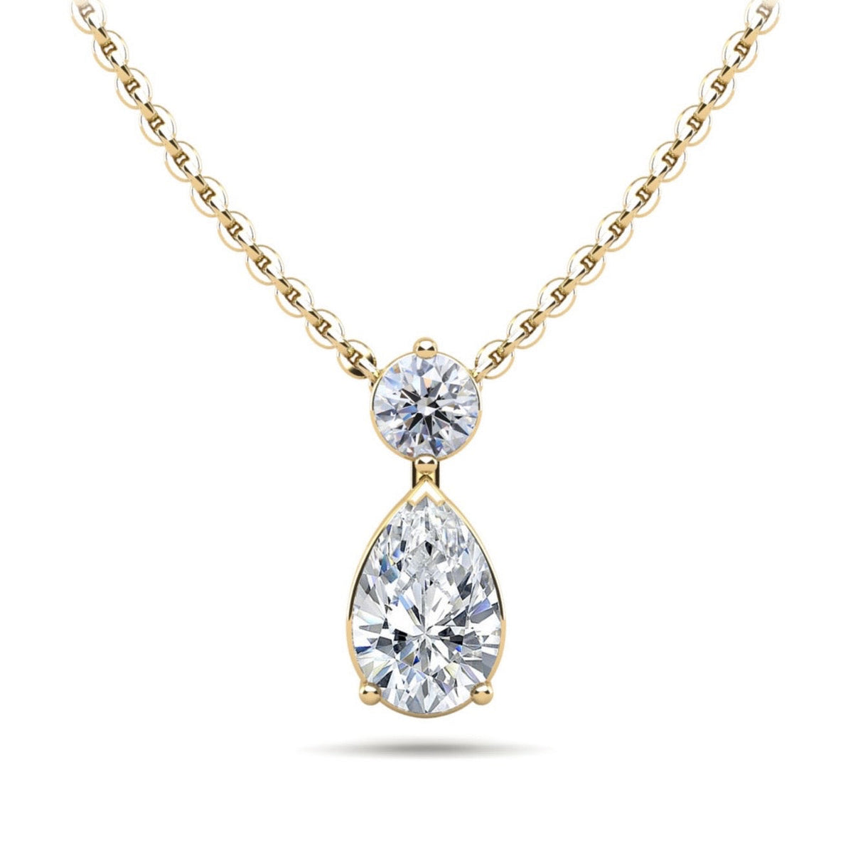 Round & Pear Shape Diamond Pendant - Available in.49 - 1.71ct - Lab / Natural Necklace