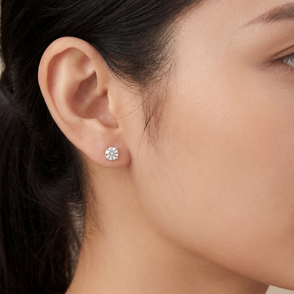 Round Portuguese Cut Diamond Stud Earrings – view 4 of 4