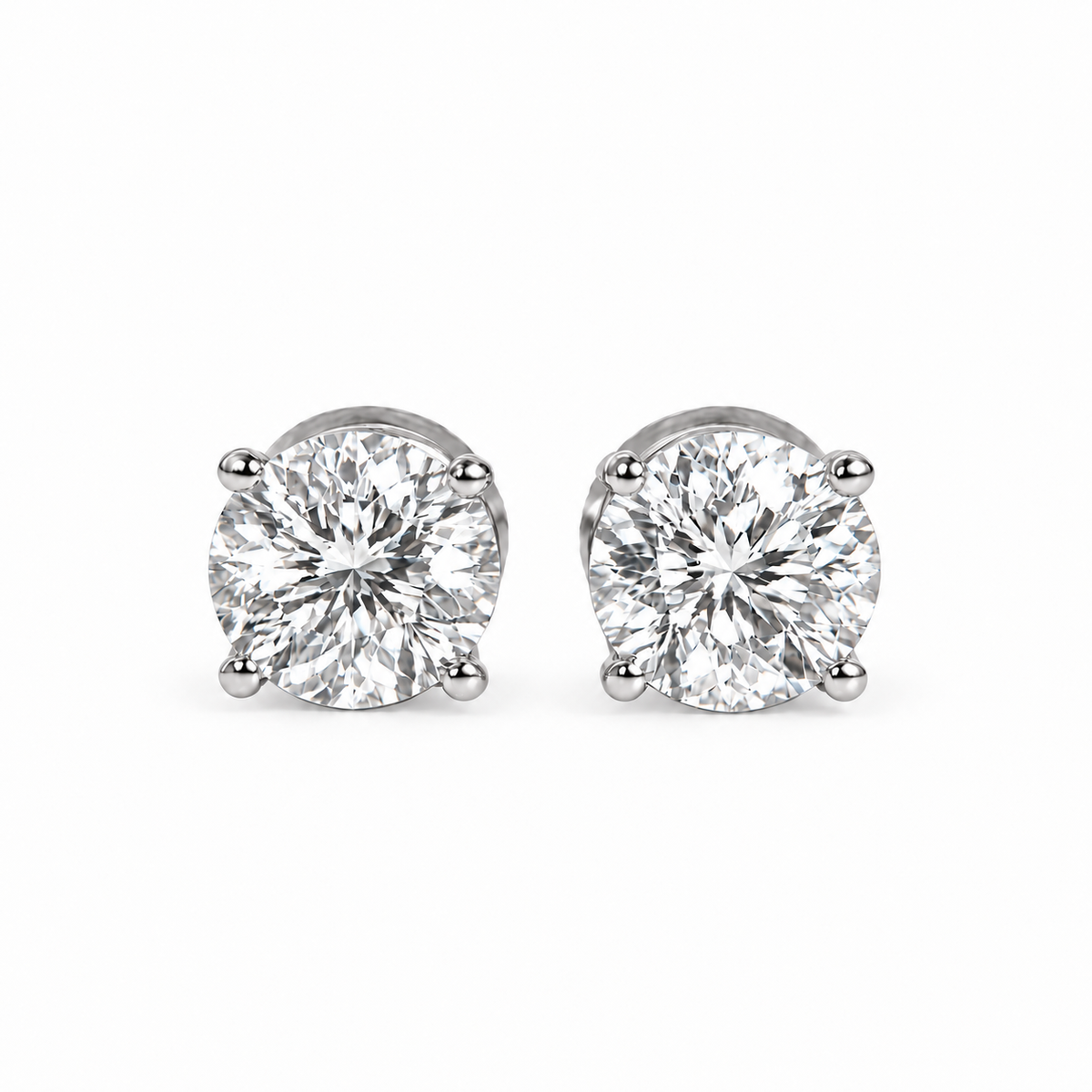 Round Portuguese Cut Diamond Stud Earrings – view 2 of 4