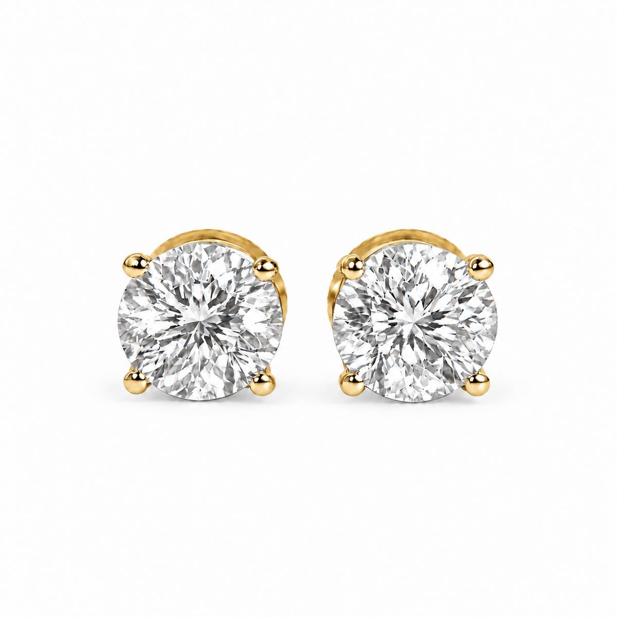 Round Portuguese Cut Diamond Stud Earrings – view 1 of 4