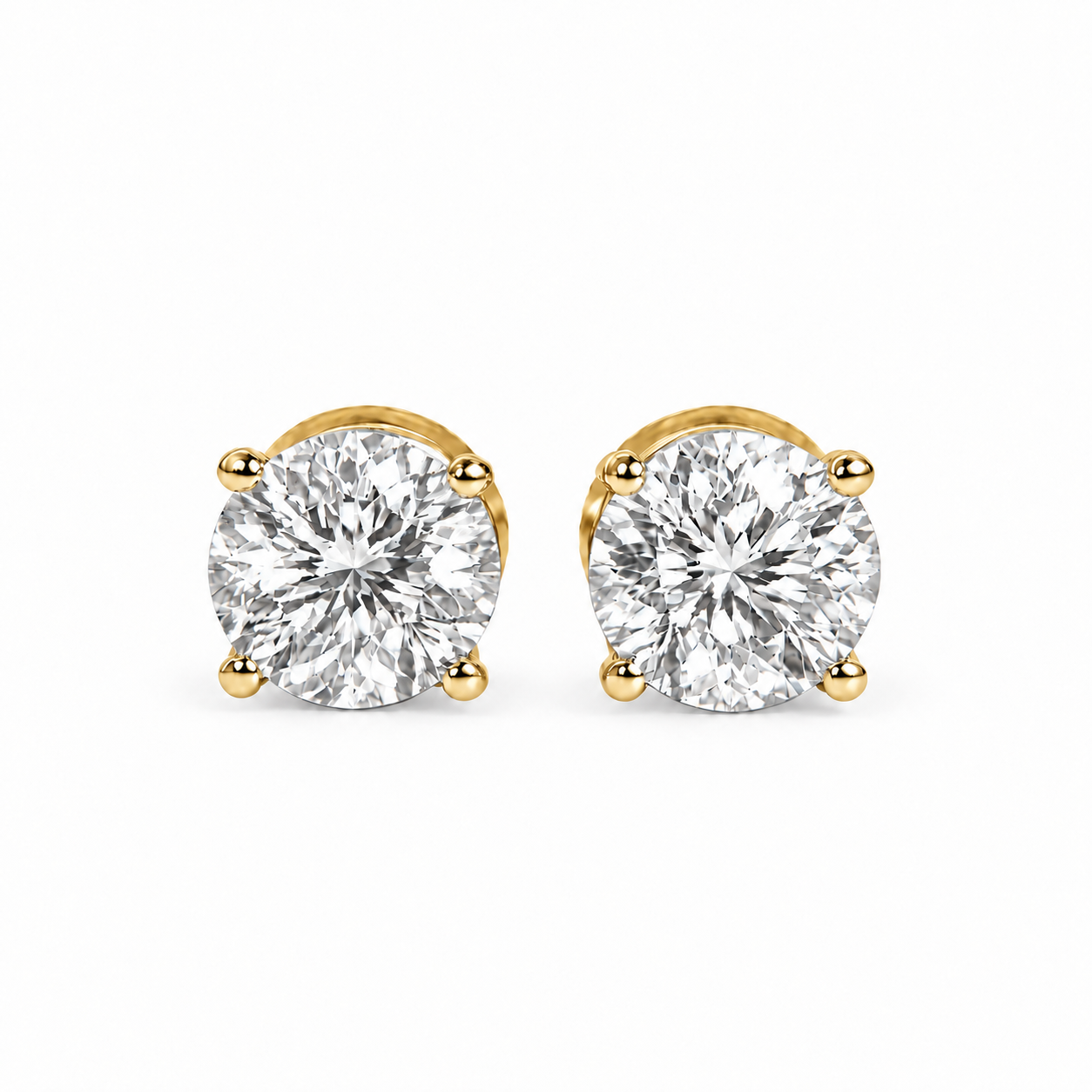 Round Portuguese Cut Diamond Stud Earrings – view 1 of 4