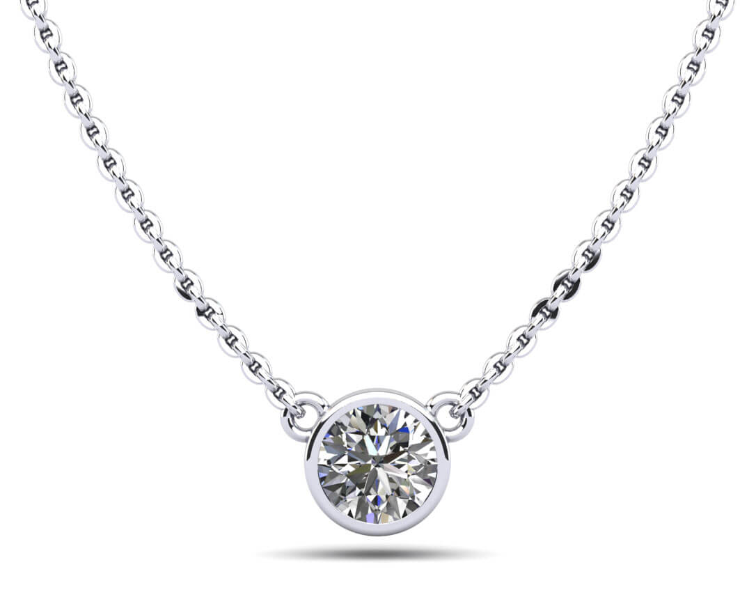 Simply Solitaire Bezel Set Diamond Pendant - Choice of Lab or Natural Diamonds -.25ct to 1.00ct - Lab Natural Necklace