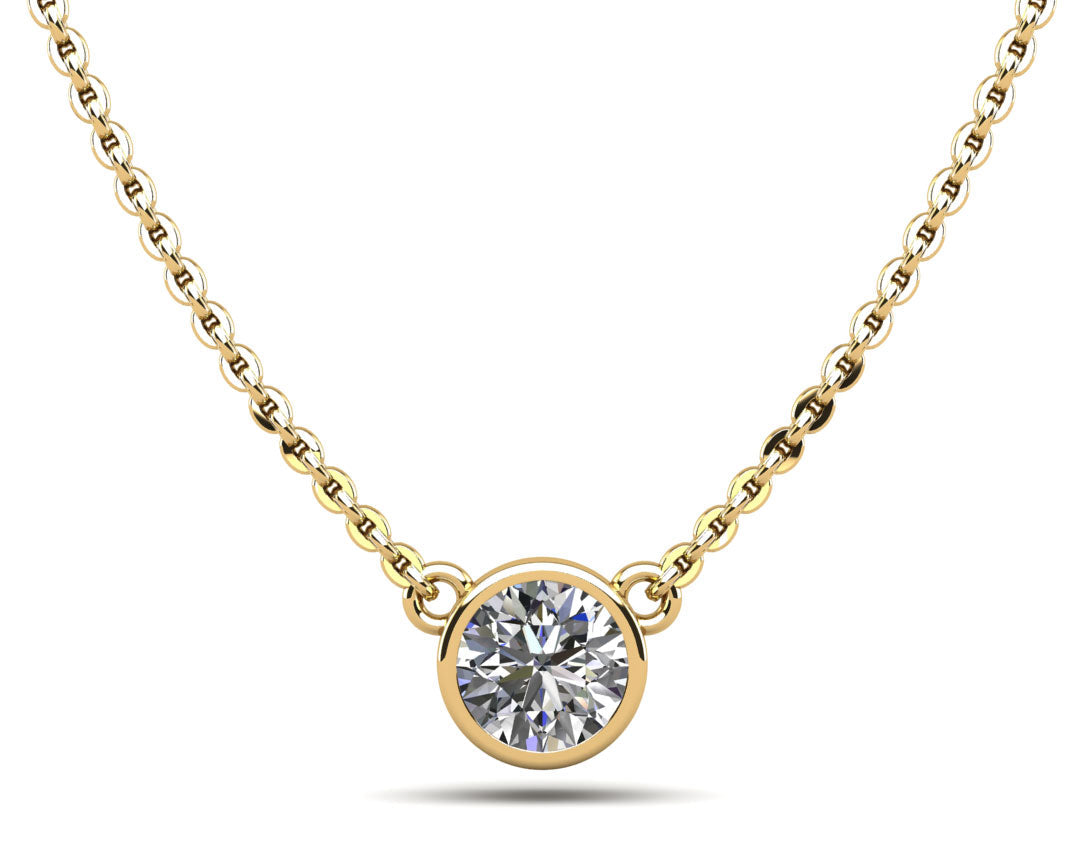 Simply Solitaire Bezel Set Diamond Pendant - Choice of Lab or Natural Diamonds -.25ct to 1.00ct - Lab Natural Necklace