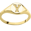 Small Circle signet ring (10mm) in 14K Yellow Gold with a Thin style band and a Brigham Young Block Y engraving. - 10