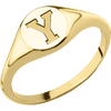 Small Circle signet ring (10mm) in 14K Yellow Gold with a Thin style band and a Brigham Young Block Y engraving. - 10