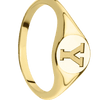 Small Circle signet ring (10mm) in 14K Yellow Gold with a Thin style band and a Brigham Young Block Y engraving. - 10