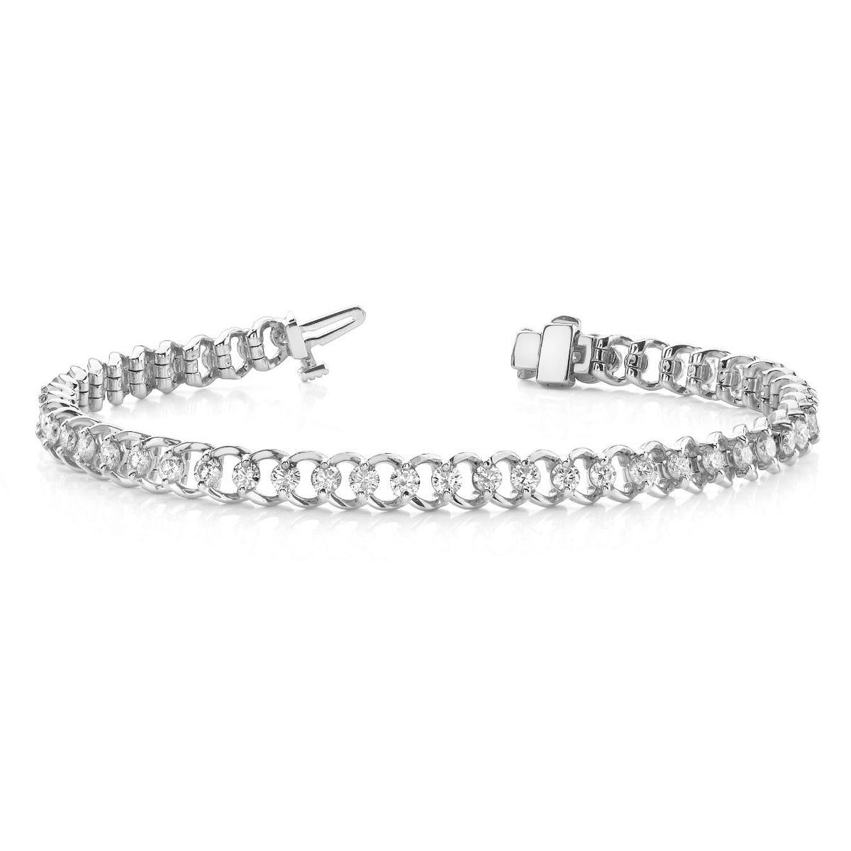 Solitaire Ring Link Tennis Bracelet - Available in.90 - 5.00ct - Lab or Natural Bracelet