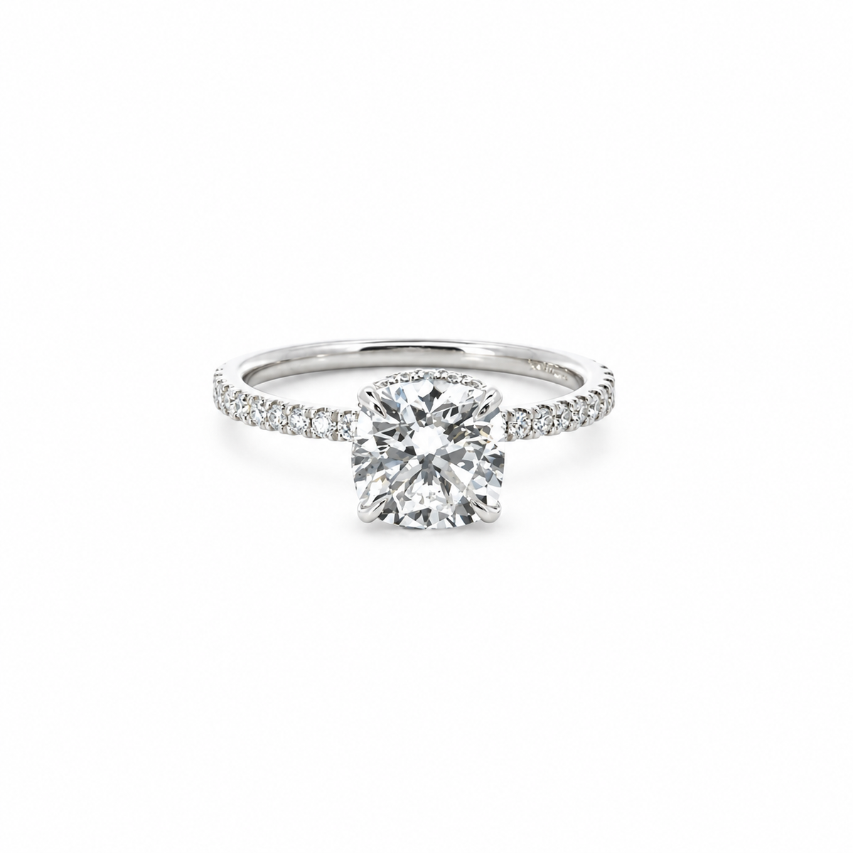 Square Cushion lab diamond engagement ring, reverse halo – view 1 of 3