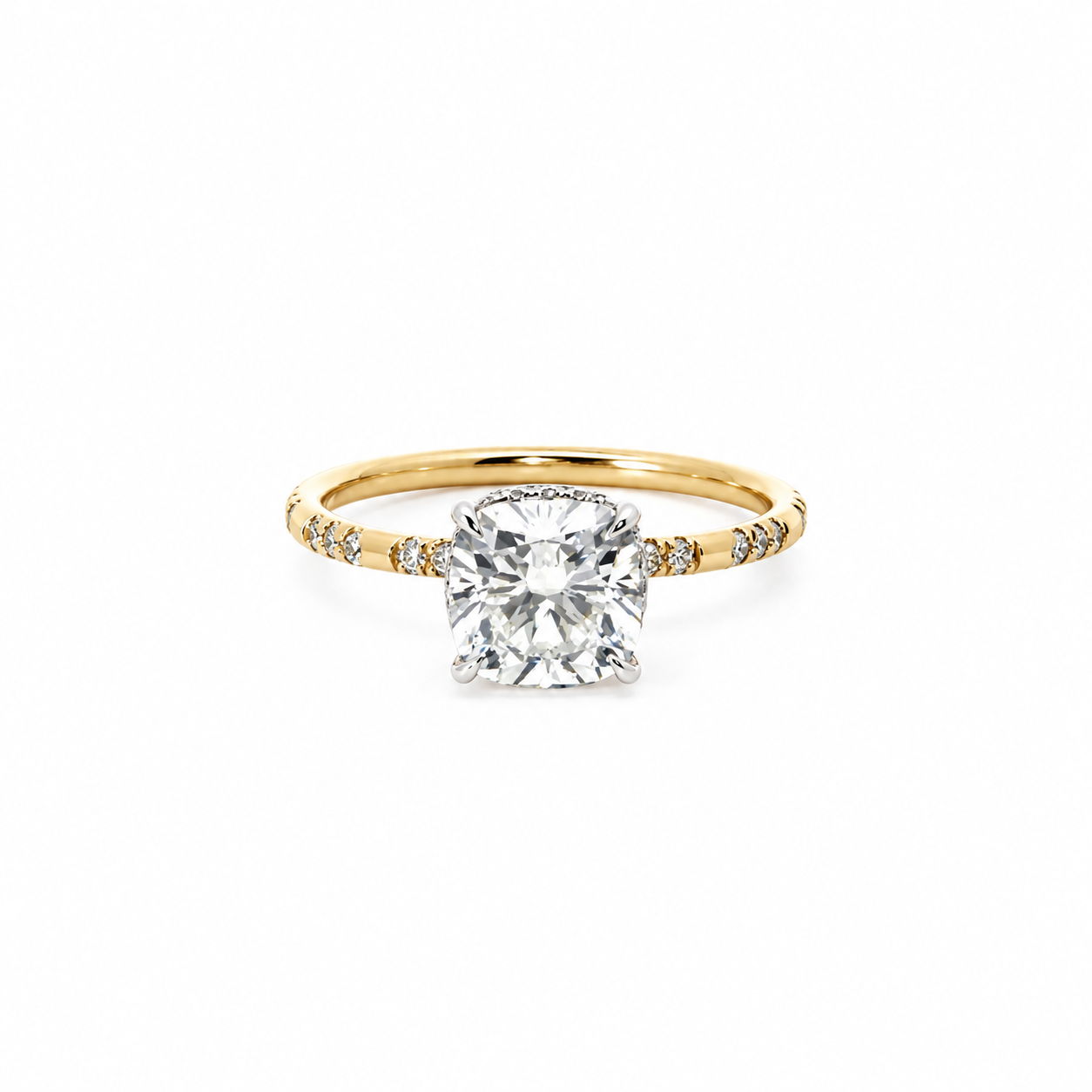 Square Cushion lab diamond engagement ring, reverse halo – view 1 of 4