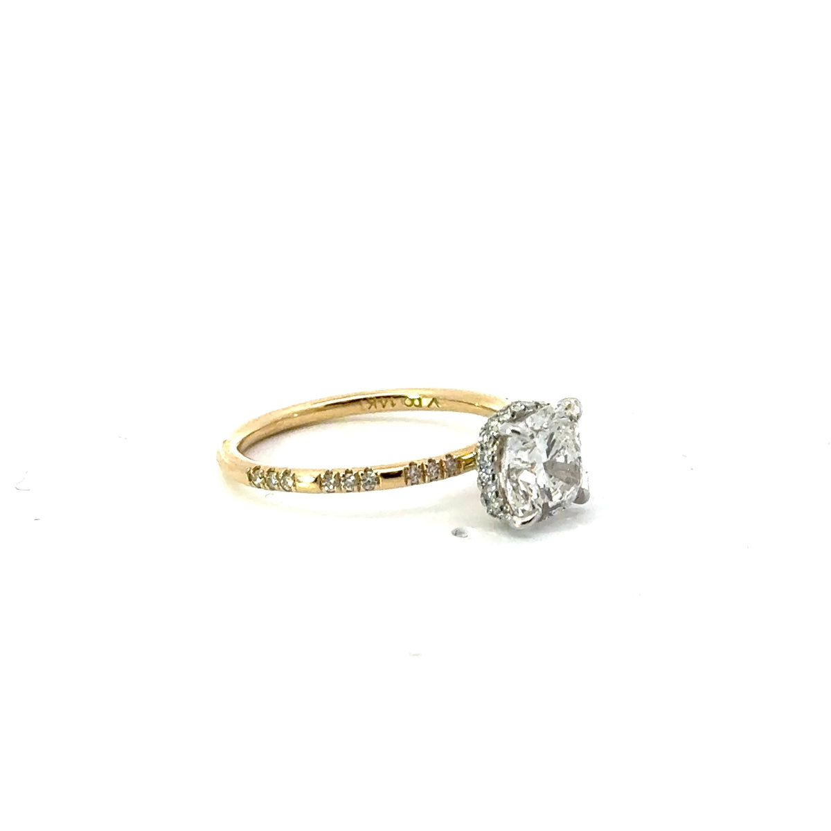 Square Cushion lab diamond engagement ring, reverse halo – view 3 of 4