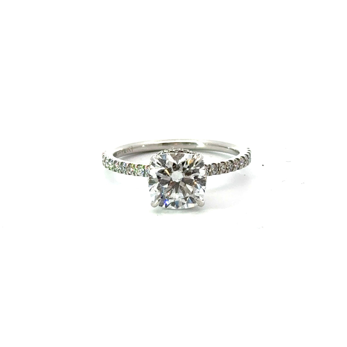 Square Cushion Cut Reverse Halo and Italian Pave Engagement Ring Design- Choice of.50ct /.80ct / 1.00ct or 1.20ct