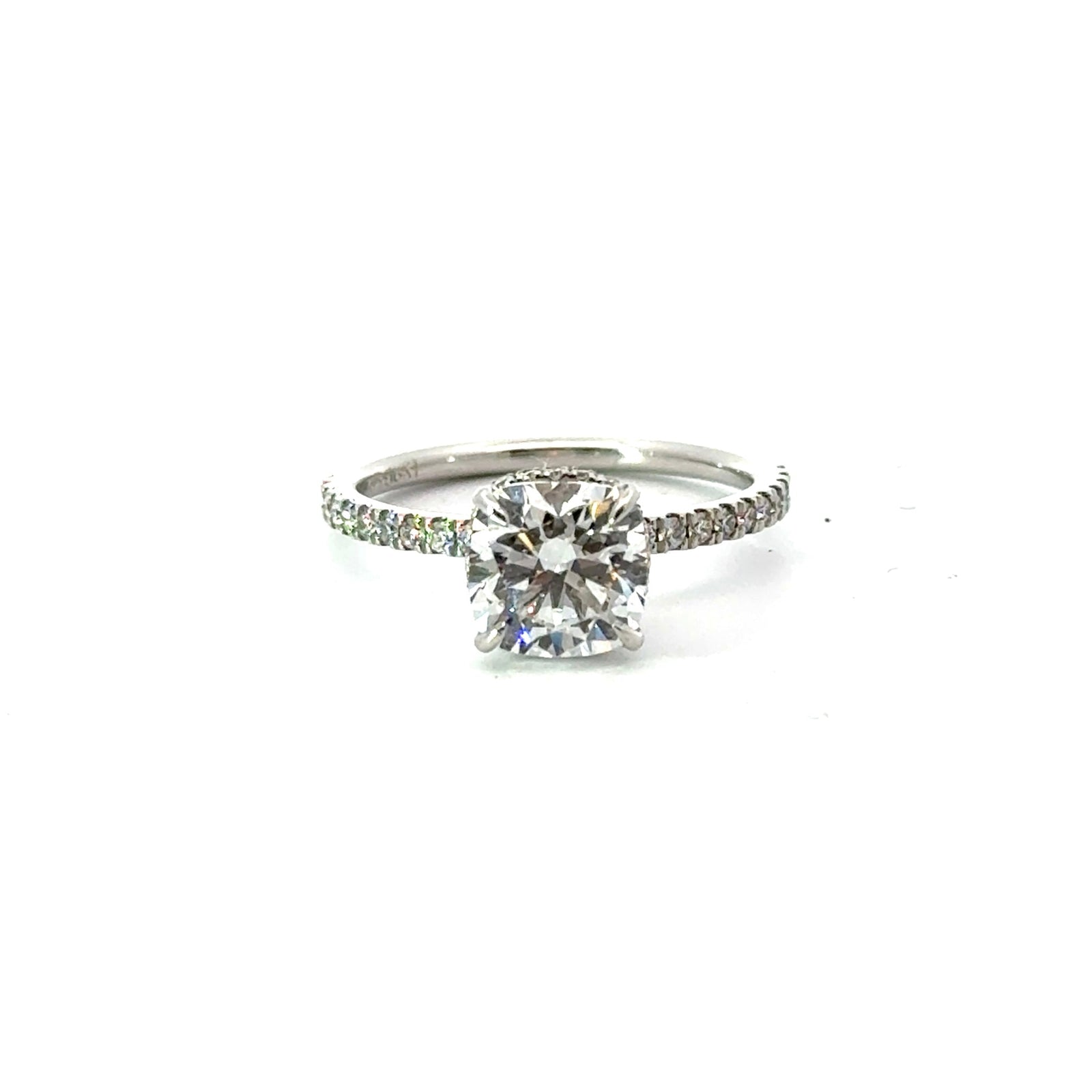 Square Cushion Cut Reverse Halo and Italian Pave Engagement Ring Design- Choice of.50ct /.80ct / 1.00ct or 1.20ct
