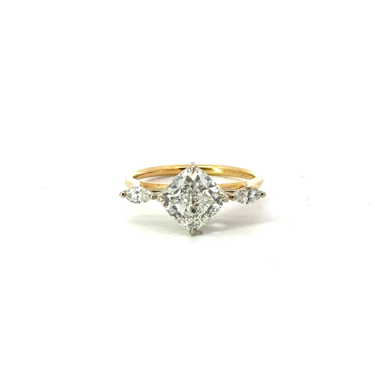 Square Cushion Cut with Side Marquise Cut Diamonds Engagement Ring Design- Choice of.50ct /.80ct / 1.00ct or 1.20ct