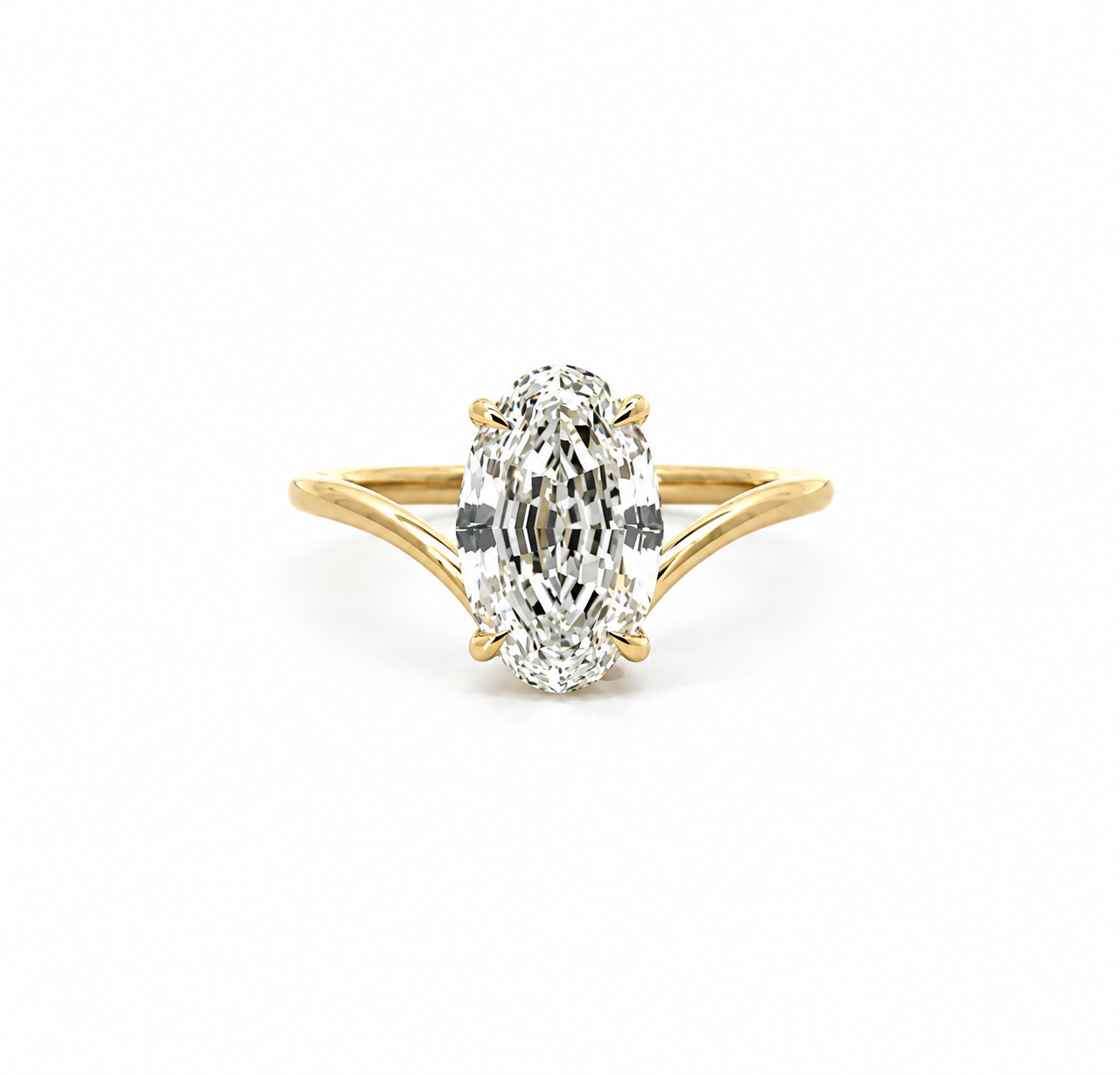 Step-Cut Oval lab diamond engagement ring, 1.50mm tube shank – view 1 of 3