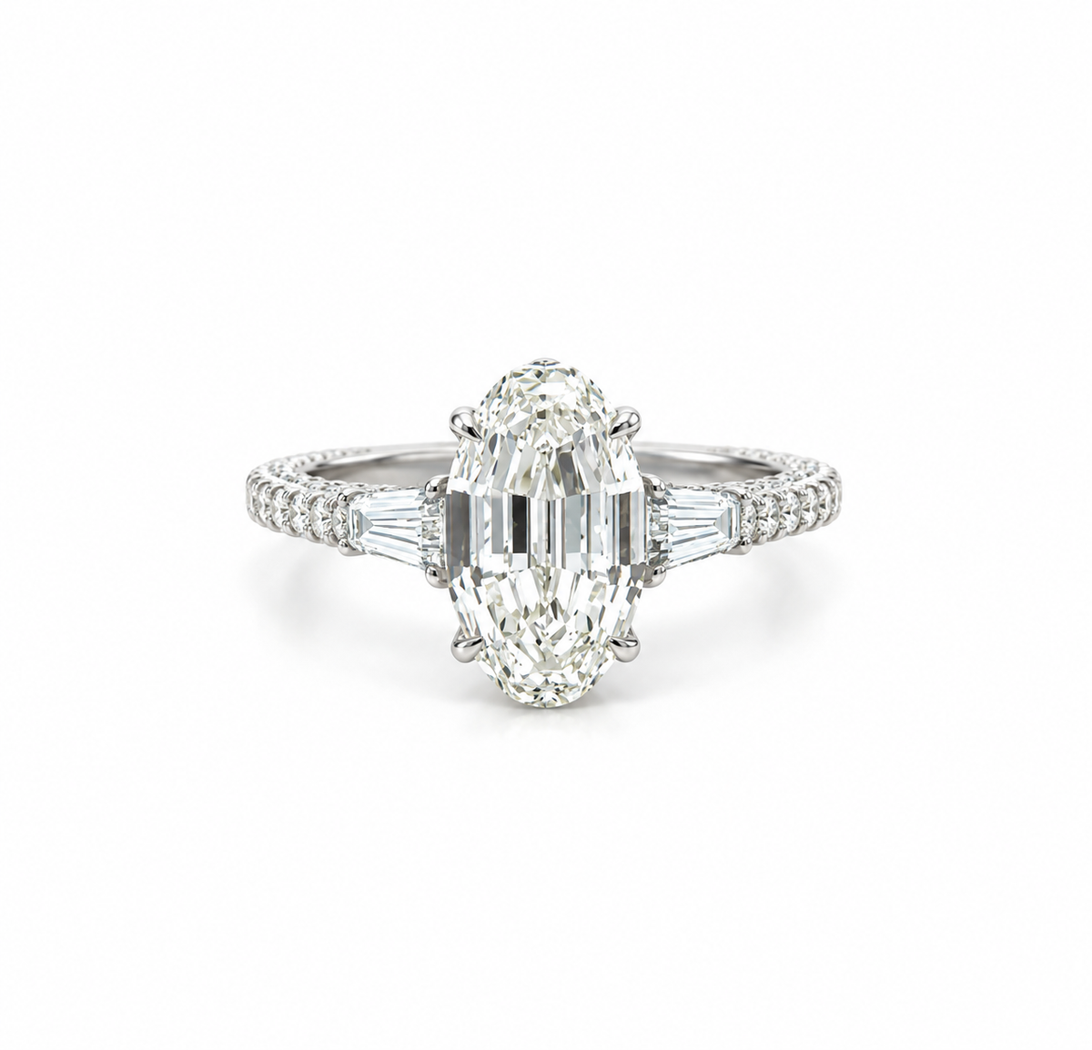 Step-Cut Oval lab diamond engagement ring, italian pave – view 1 of 3