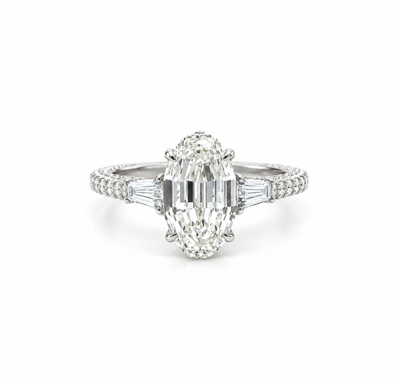 Step-Cut Oval lab diamond engagement ring, italian pave – view 1 of 3