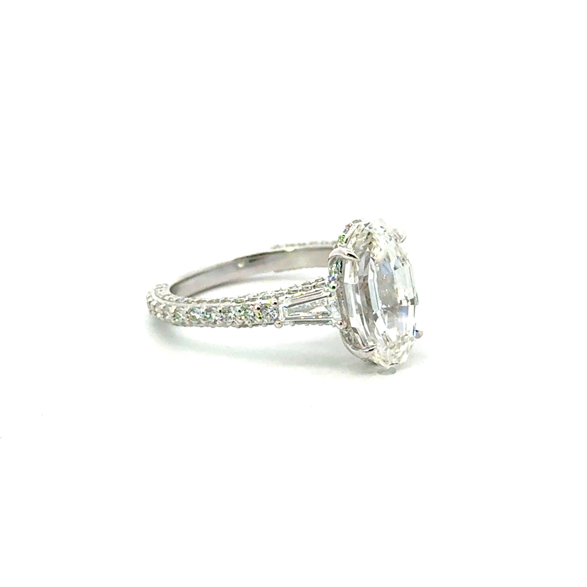 Step-Cut Oval Lab Diamond - Italian Pave - Available in 1.00ct - 7.00ct - Lab Engagement Ring