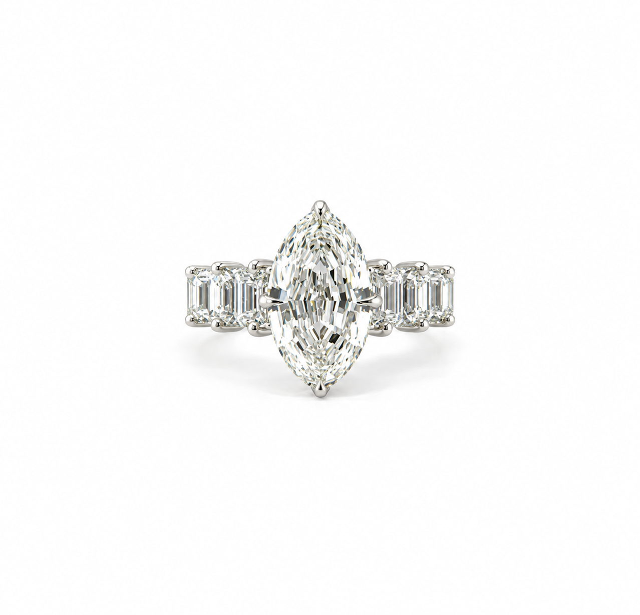 Step-Cut Oval lab diamond engagement ring, reverse halo – view 1 of 3