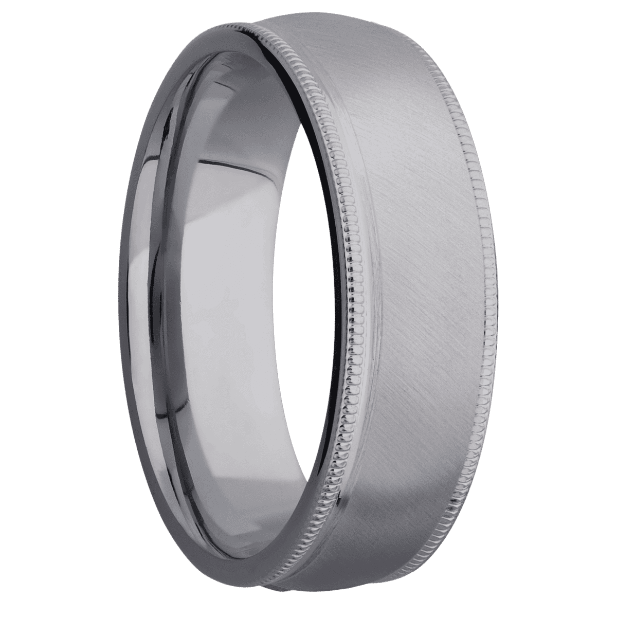 Tantalum + Anglesatin Finish - 7 mm wide Domed Milgrain Edges Tantalum band. - Custom