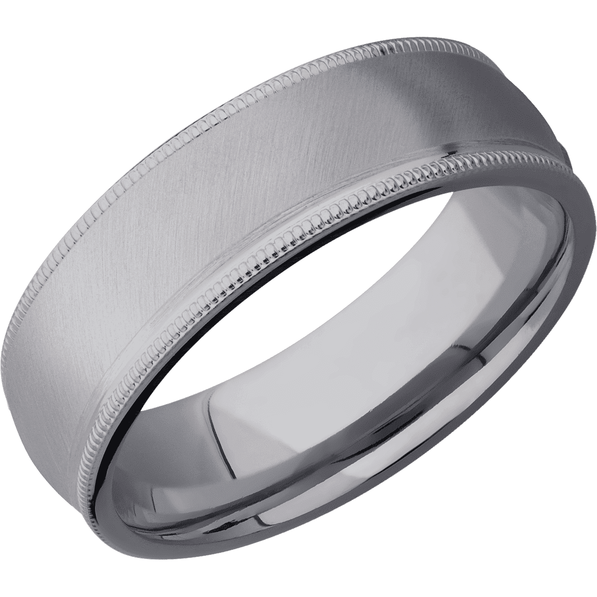 Tantalum + Anglesatin Finish - 7 mm wide Domed Milgrain Edges Tantalum band. - Custom