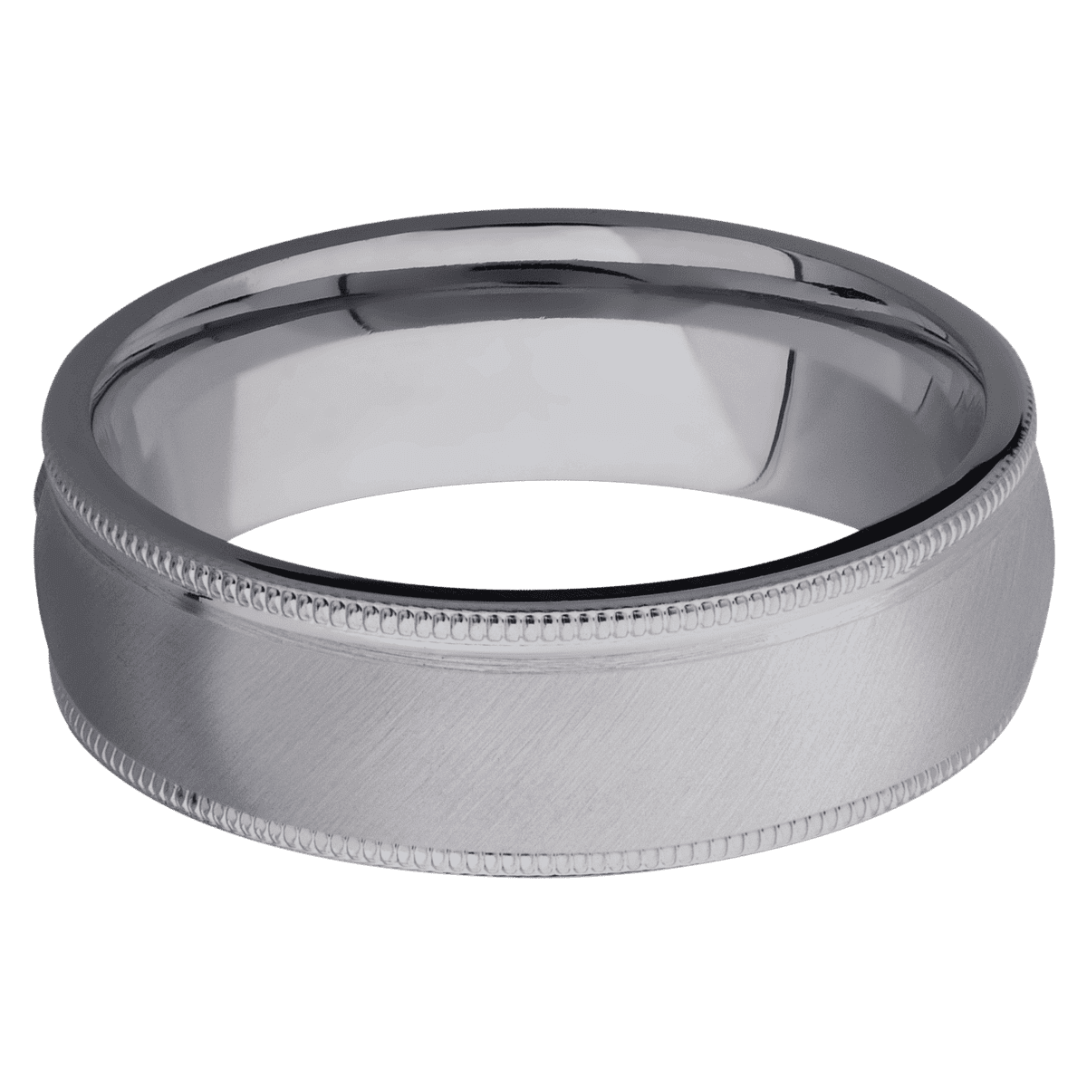 Tantalum + Anglesatin Finish - 7 mm wide Domed Milgrain Edges Tantalum band. - Custom